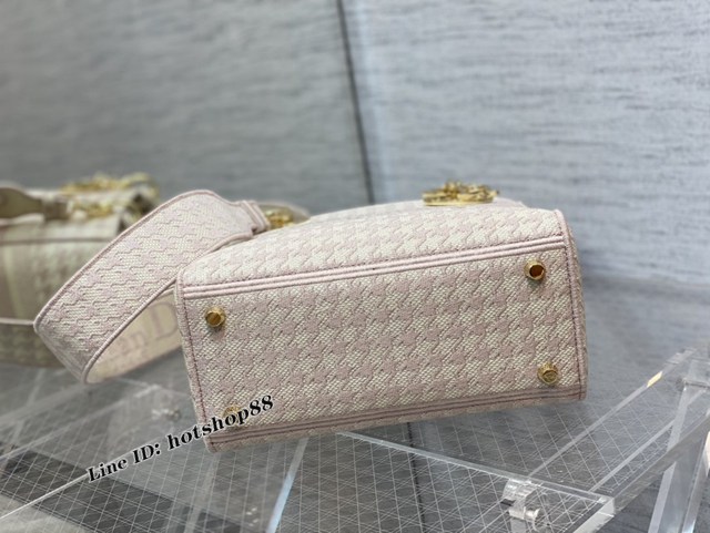 Dior專櫃2025新款顏色Lady包 迪奧淡粉Lady最新千鳥格系列女包 fkd1385